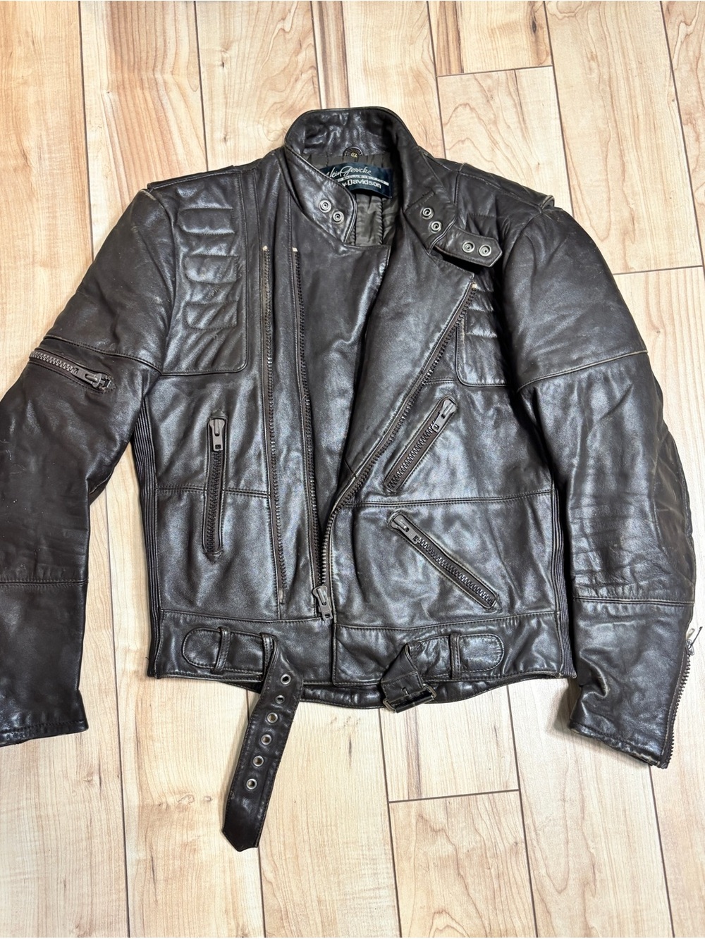 Harley-Davidson Heinz Gericke Black Leather Bomber Jacket with Belt